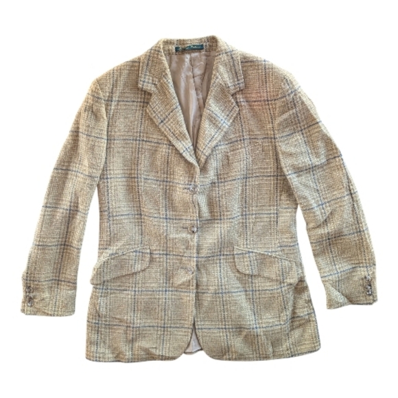 Vintage Jackets & Blazers - Vintage Magee Donegal Mist Irish Tweed Plaid Blazer Wool Cashmere Womens 10